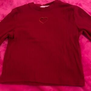 red long sleeve with heart in middle